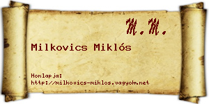 Milkovics Miklós névjegykártya