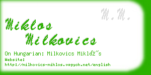 miklos milkovics business card